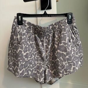 Vuori athletic shorts - gray and cream.